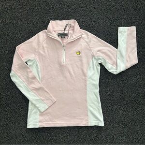 Magnolia Lane Collection Pink and White Quarter-Zip Pullover Womens Size Small